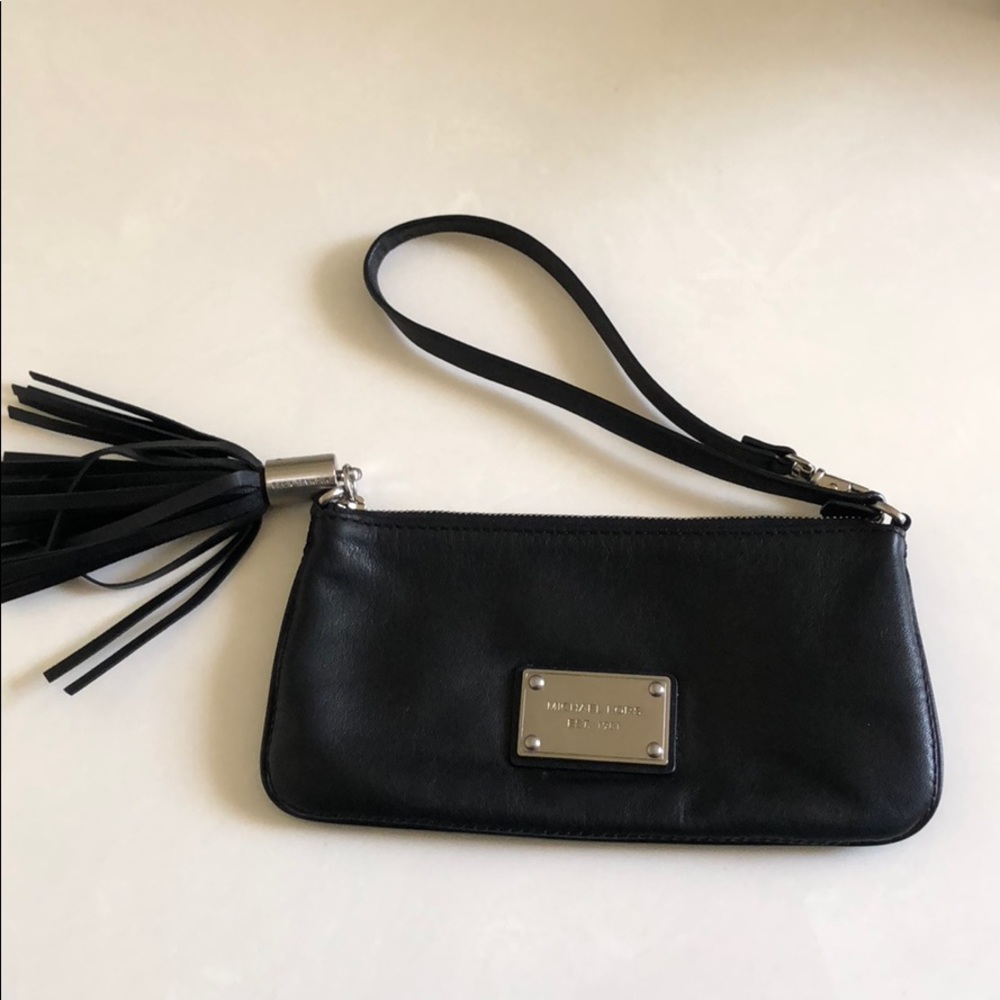 Michael Kors Black Leather Wristlet